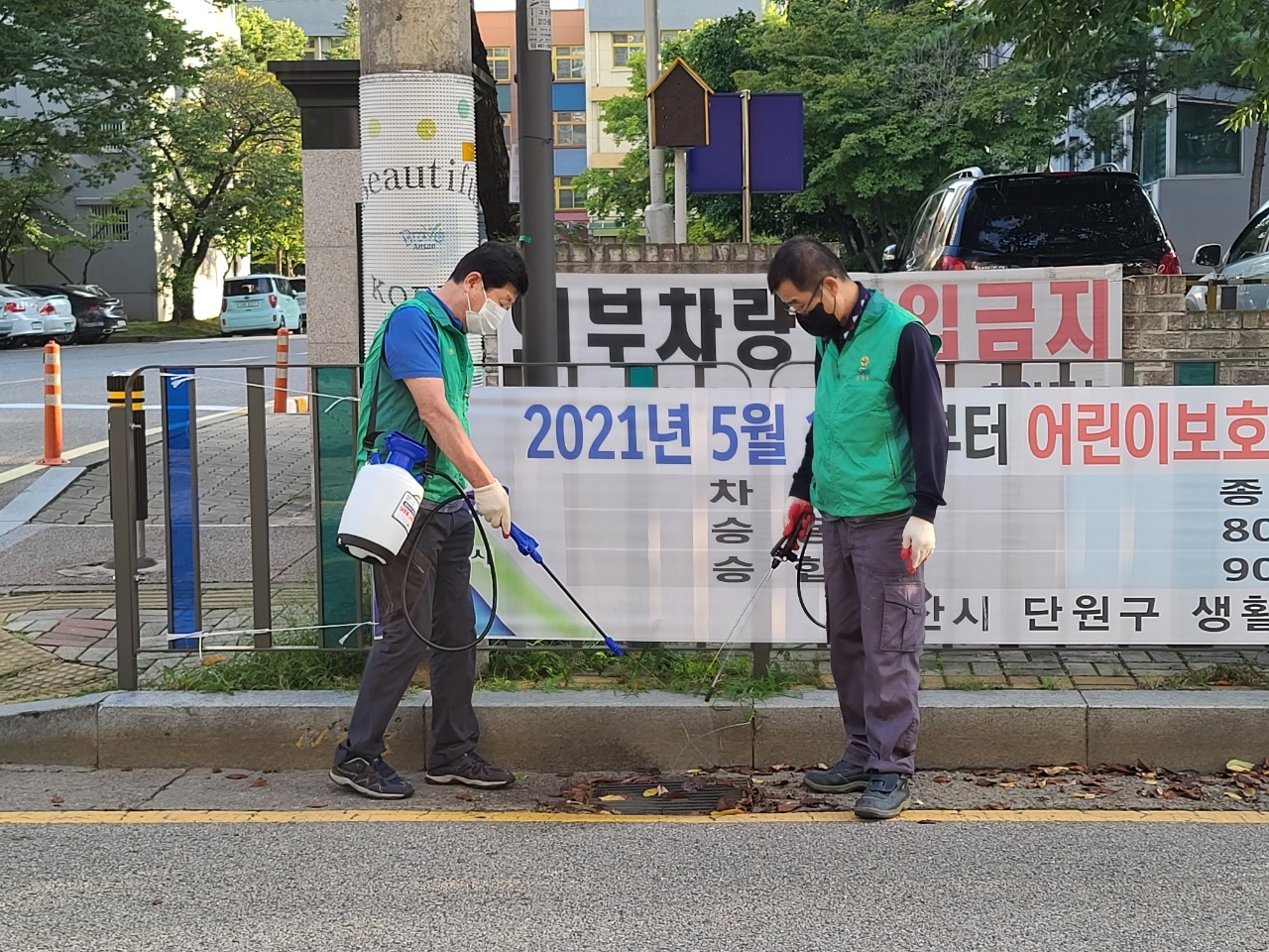 안산시 중앙동 새마을지도자협의회, 모기 퇴치 방역 작업