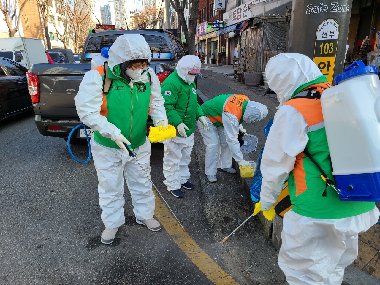 안산시 선부2동 자율방재단, 코로나19 방역활동 실시