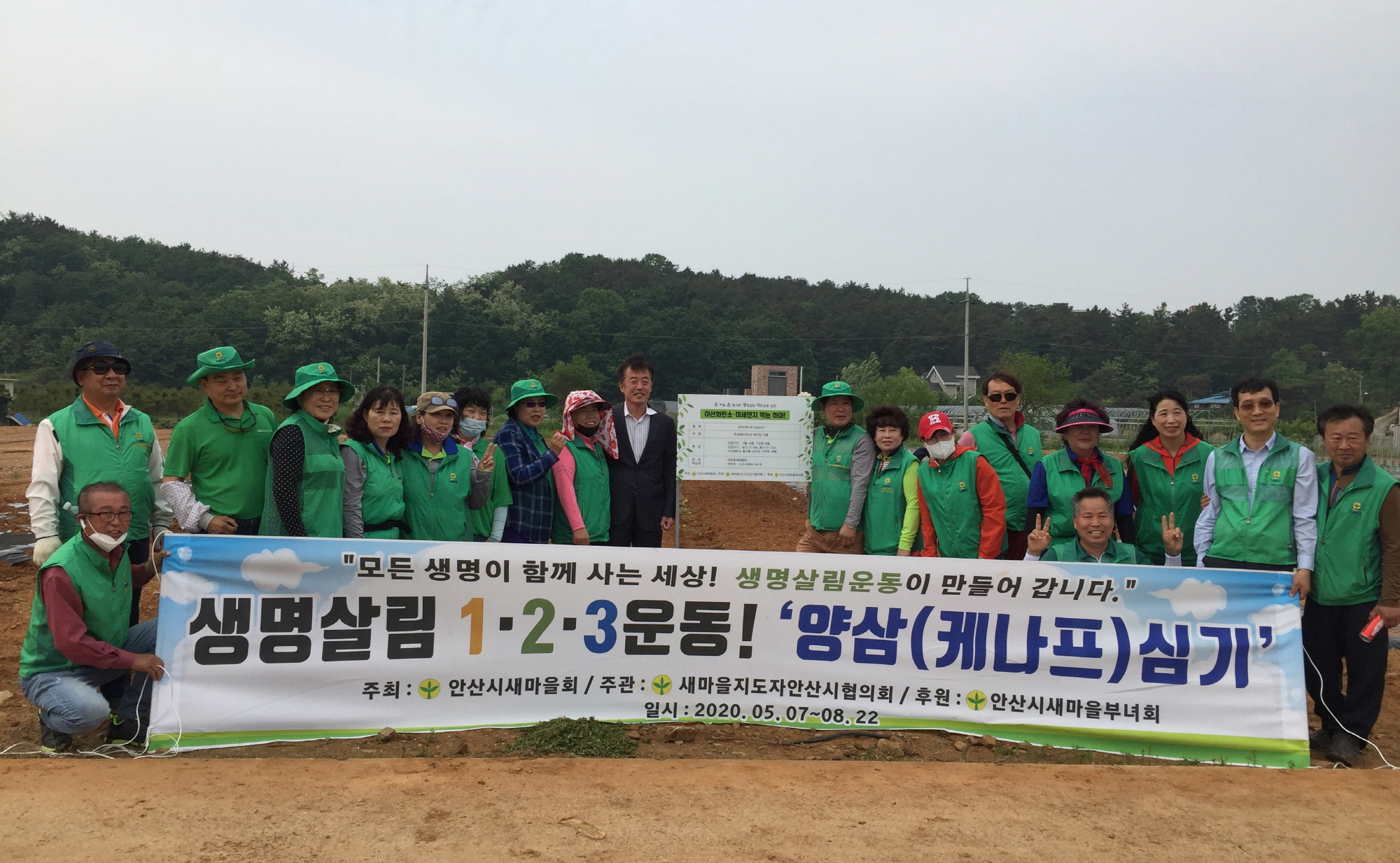 안산시 대부동 새마을회, 친환경 식물 양삼(케나프) 파종