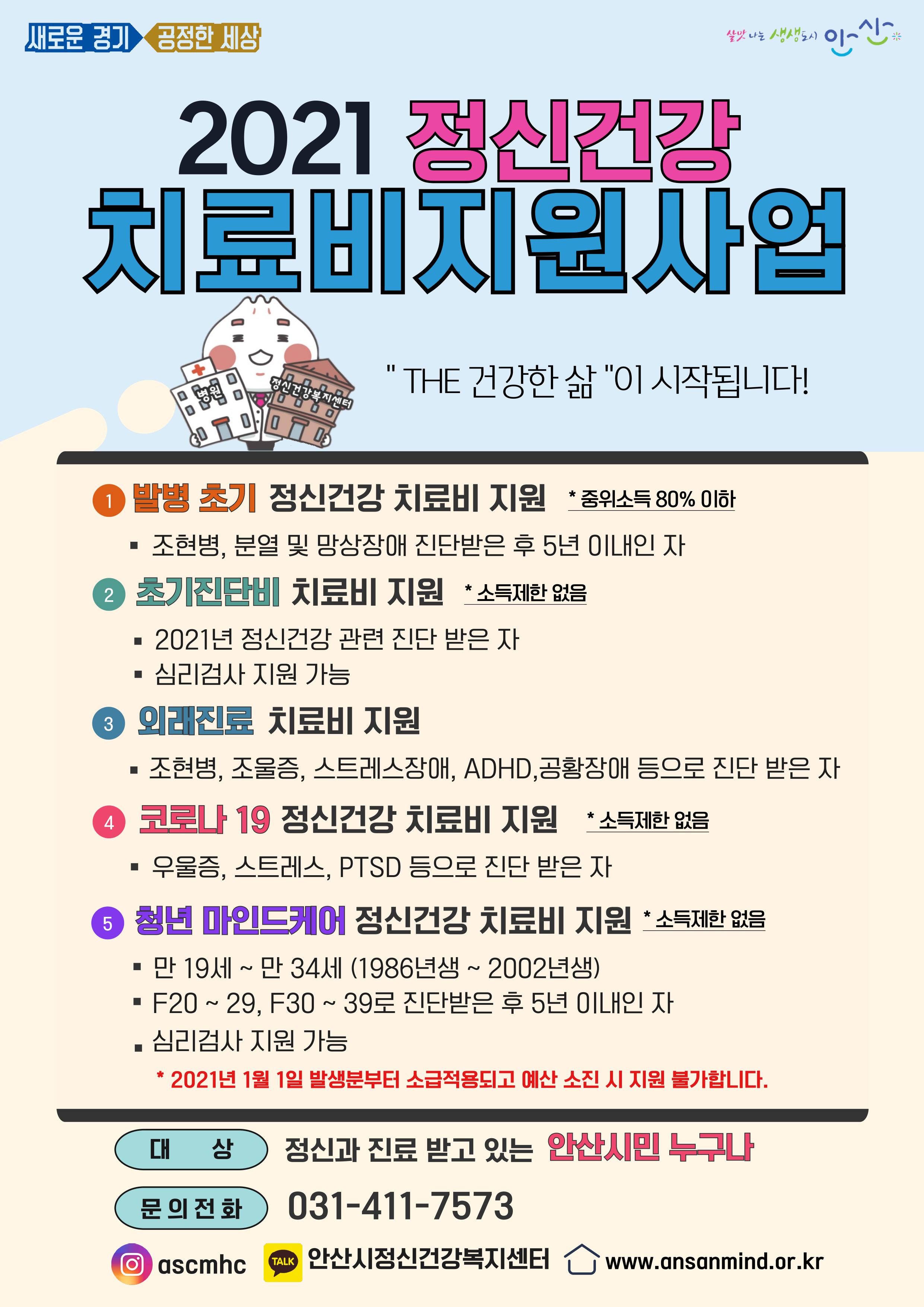 안산시, 정신건강의학과 치료비 지원 사업 실시