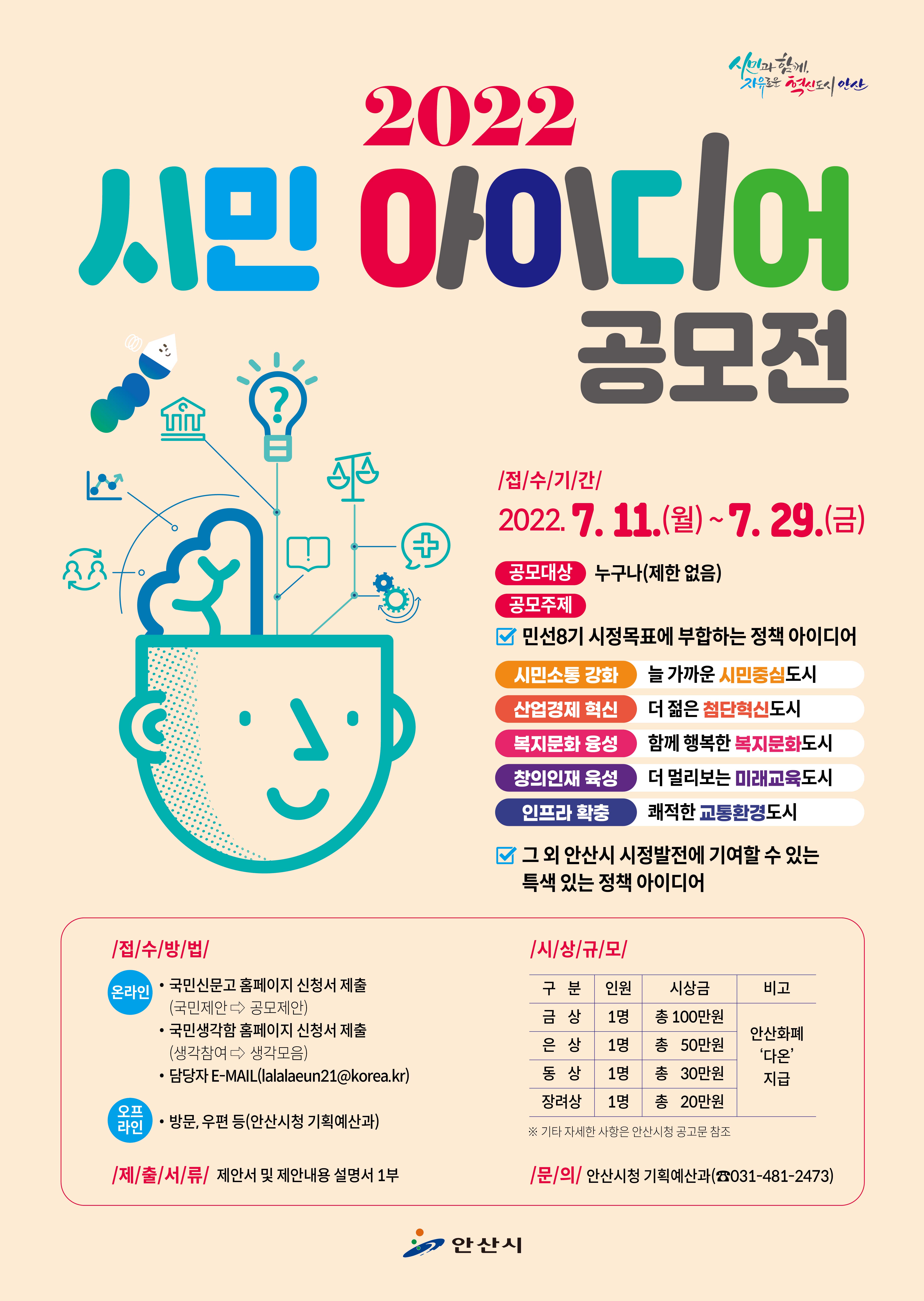 안산시, 2022년 시민 아이디어 공모전 개최