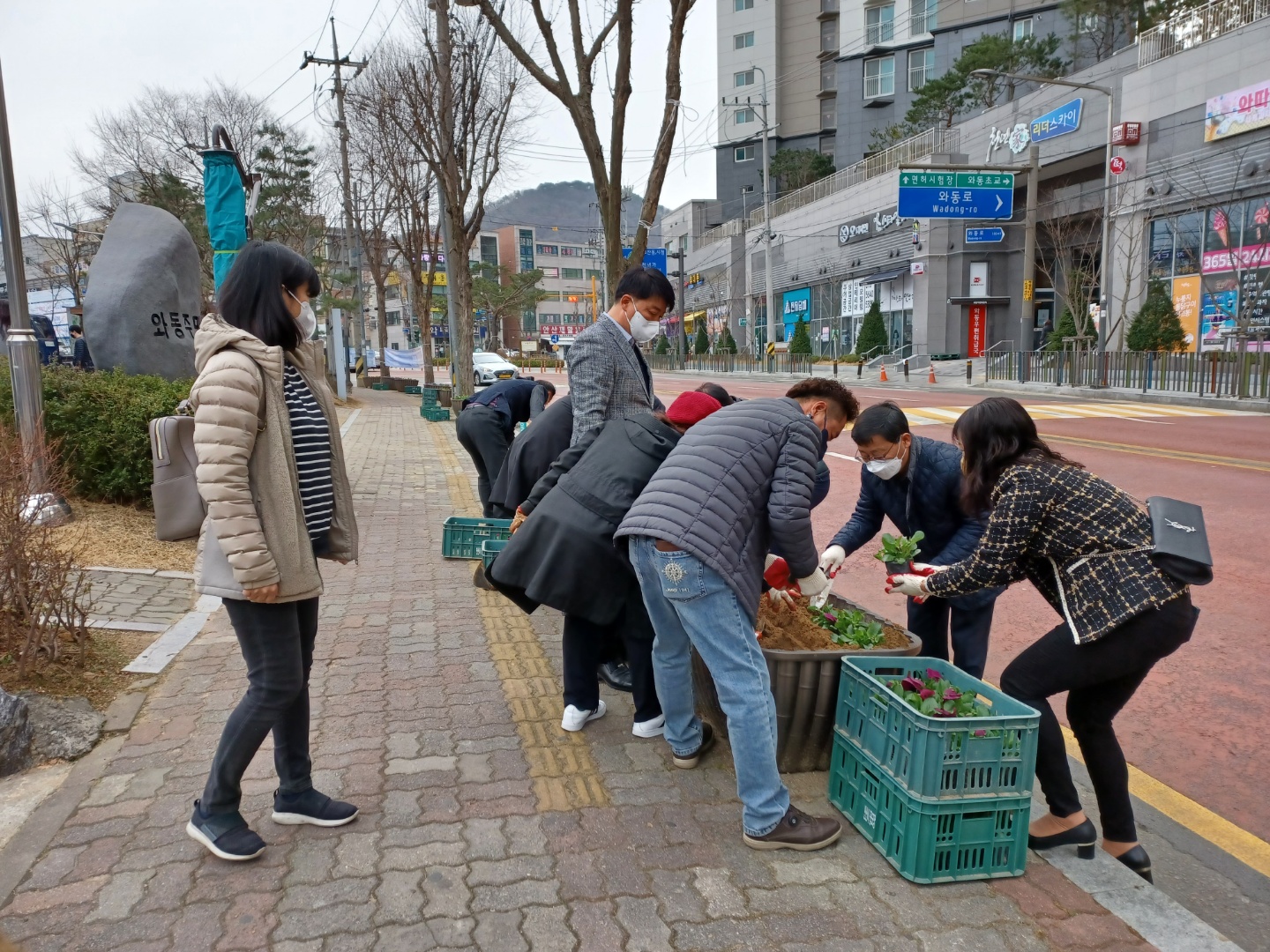 안산시 와동 주민자치회, 봄꽃 화단 조성