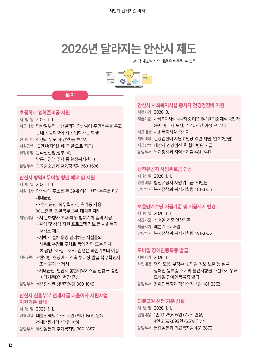 2026년 달라지는 안산시 제도